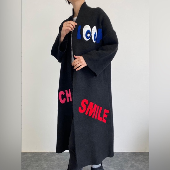 Maximila Paris Open Front Patch Work Cardigan in Black One size - Picture 3 of 6